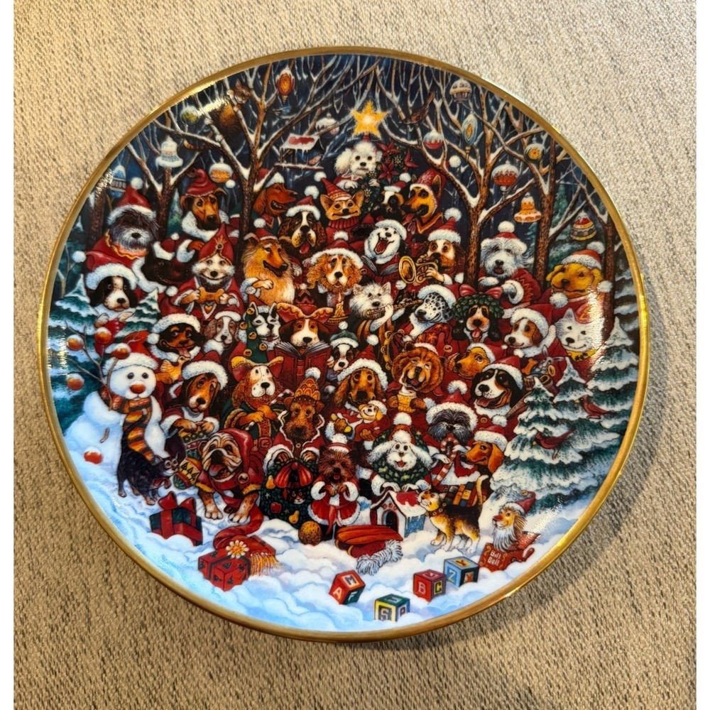 Franklin‎ Mint Bill Bell Santa Paws Christmas Plate 8'' Numbered 1017
